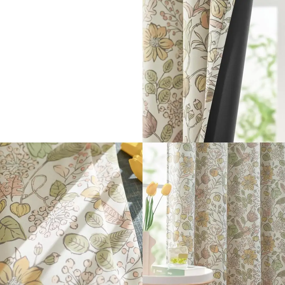 

Желтые плотные шторы с цветочным принтом, 95% стиль фермерского дома, набор из 2 панелей для комнаты и гостиной для девочек