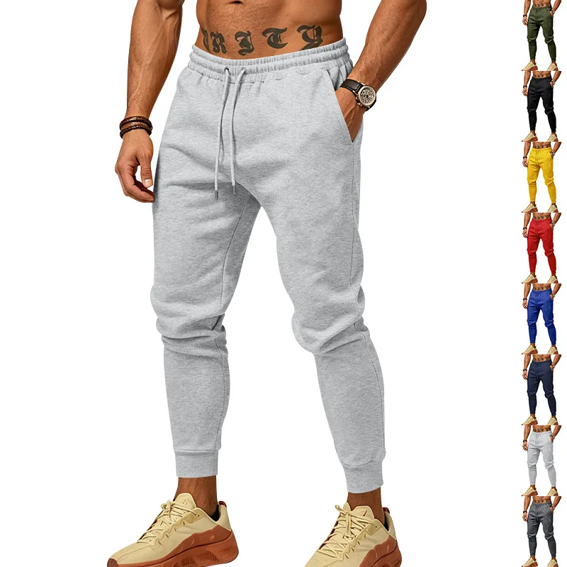 European and American four seasons men's outdoor sports loose and simple terry fitness versatile jogging men's sweatpants