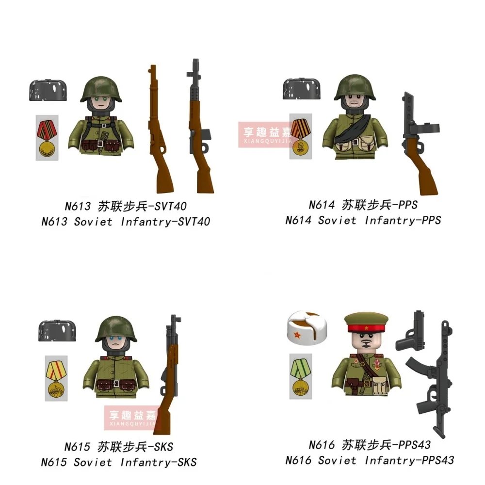 Militaire zaken Privé Sovjet-Infanterie Afrika Korps Bouwstenen Model Bakstenen mini Actie speelgoedfiguren Speelgoedcadeau voor kinderen