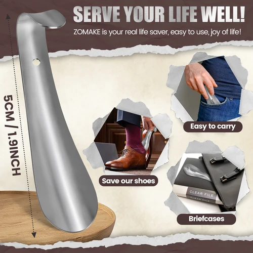 Imagen 2 del producto Extractor de zapatos pequeño, calzador de Metal, calzador profesional, cuchara de acero inoxidable, levantador de zapatos, herramienta de ayuda