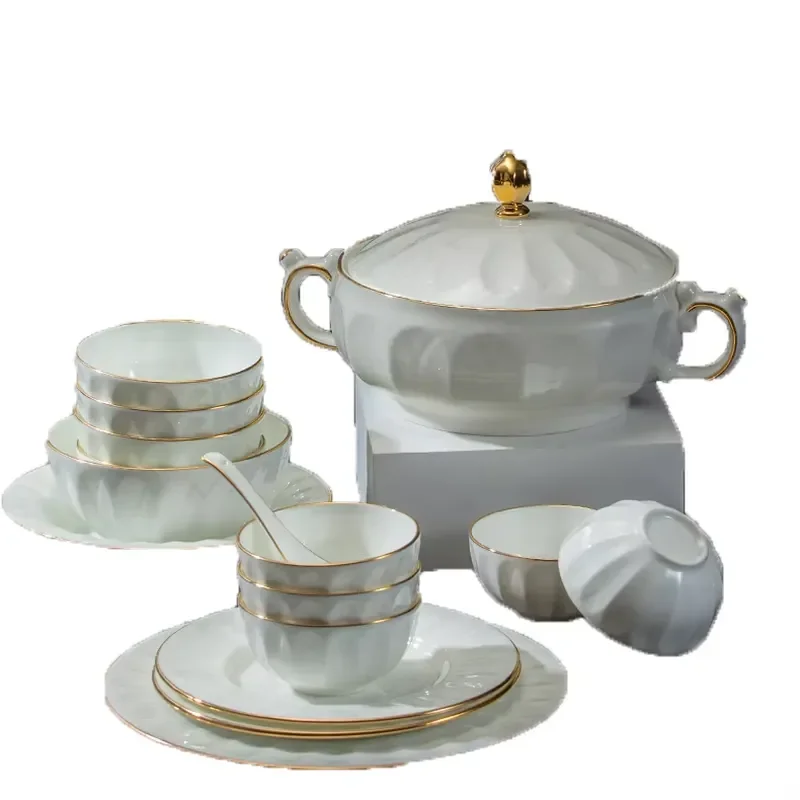 Modern Design Underglaze Color Ceramic Tableware Dishes High-Temperature Resistant Bowls Suit for Household Service