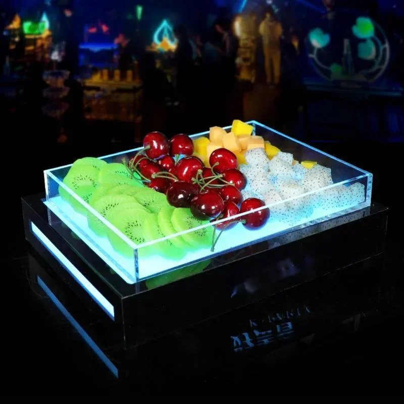 LED Acrylic Glow Fruit Bowl Unique Nightlight Food Serving Tray Decorative LED Bar Restaurant Fruit Holder Creative Party Dish