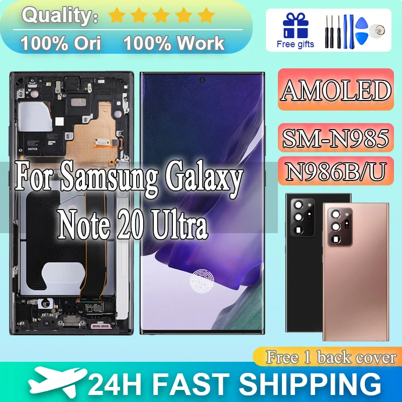 

100% tests N986B Display For Samsung Galaxy Note 20 Ultra Display With Frame 6.9" Note20 Ultra SM-N986F LCD Touch Screen Panel