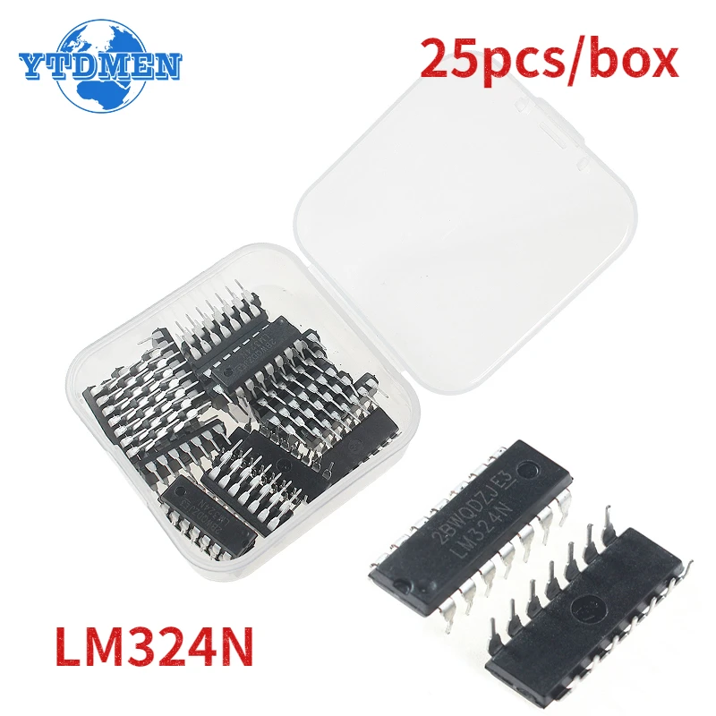 25pcs/box Integrated Circuits LM324N Operational Amplifiers LM324 DIP-14  IC Chip Kit