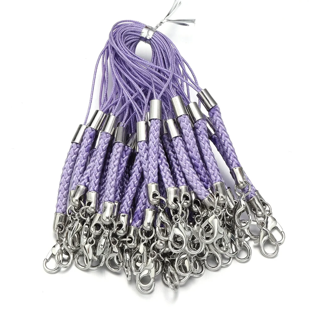 10pcs/lot 9cm Multicolor Braided Lanyard With Lobster Clasp Phone Strap Chains Braided Cord For DIY Keyrings Jewelry Accessories view 4