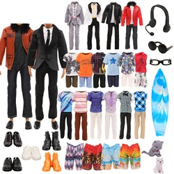 16 ltems Ken Doll Accessories=1 Jacket Suit+4 Top Shorts+1 Beach Pants+4 Pairs Of Shoes+1 Sunglasses+1  Glasses+1 Headset+2 Pets