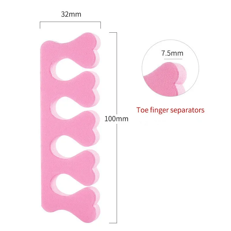 Soft Pink 100pcs Finger Toe Separators Manicure Pedicure Foot Care Compressed Sponge  Nail Art Tools Suitable For Men And Women