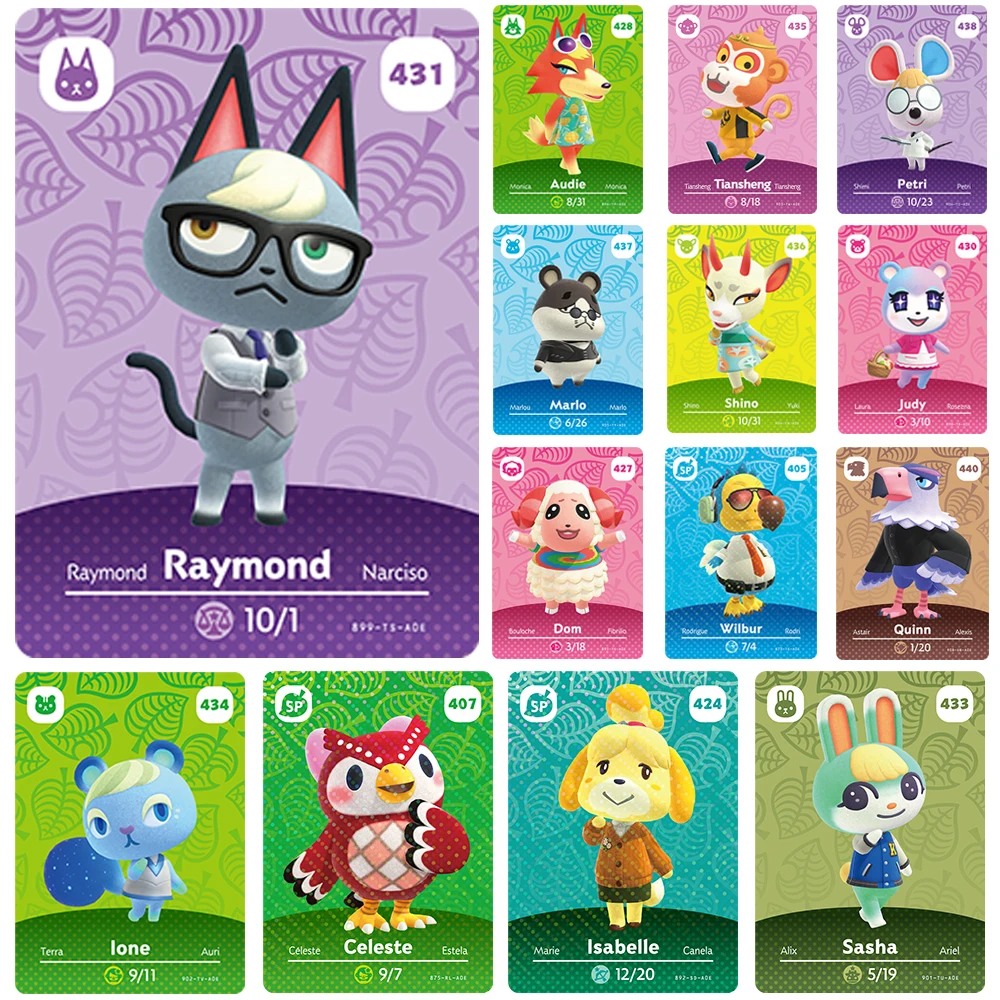 448Pcs Villager Card Compatible Switch NS WIIU Animals Crossing Amixbo Game Cards Tag NFC Animals Set Ankha Julian BOB