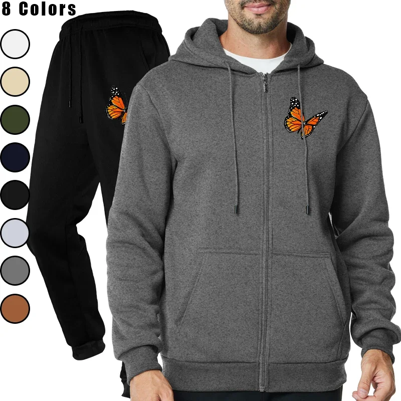 

Men's Fashion Casual Zipper outdoor Fitness Jogging Sports Luxury Pants and hoodie Set Clothing