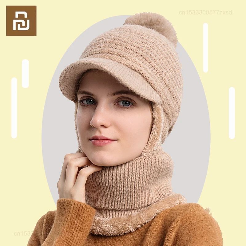 

Youpin Winter Scarf Set Hooded for Women Plush Neck Warm Russia Outdoor Ski Windproof Hat Thick Plush Warm Winter Hat Outdoor