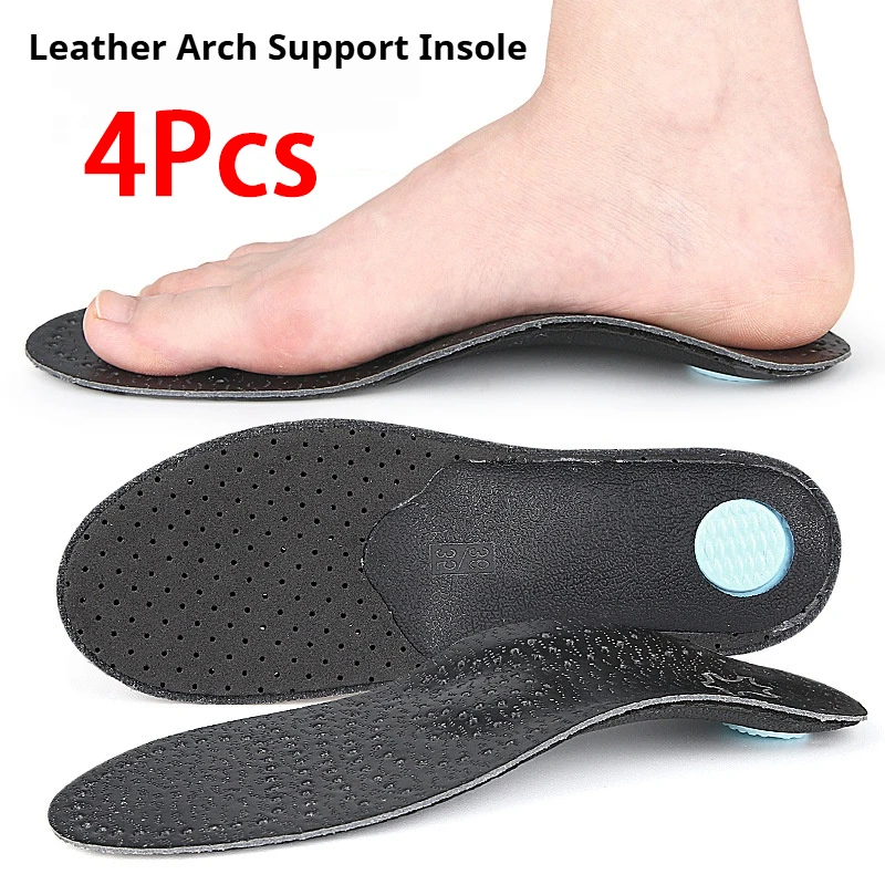 New Flatfoot Orthotic Insole Arch Support Leather Insoles Men and Women Breathable Comfort Shoe Pads 2Pcs/4Pcs