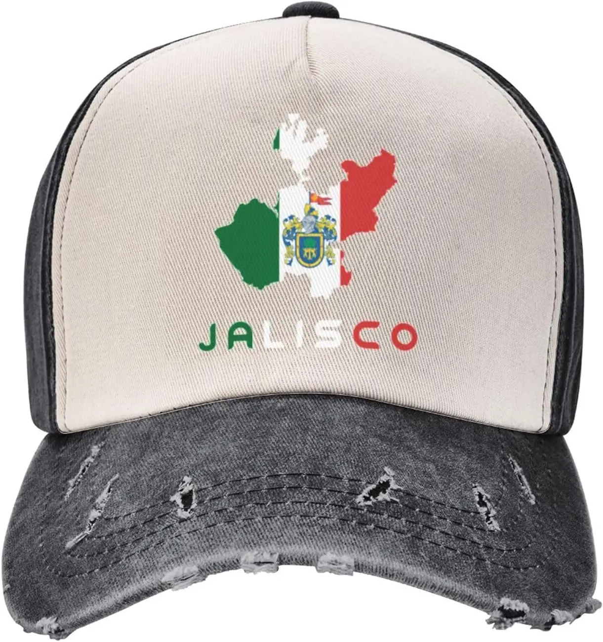 Jalisco Mexico State Flag Unisex Vintage Washed Distressed Baseball Cap Patchwork Adjustable Dad Hat