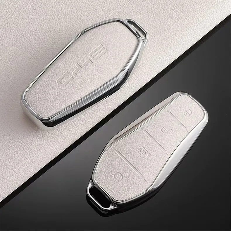 Auto-Schlüsselhülle aus TPU-Leder mit Kette für BYD Song Plus Atto 3 Han EV Tang DM Qin Seal Dolphin Yuan – Schutz und Auto-Styling – Detail 2