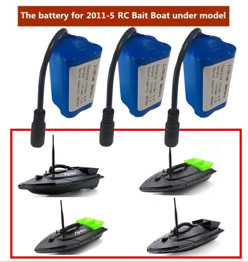 1PCS 2PCS 3PCS 4PCS 7.4V 6800mAh Battery for 2011-5 Smart RC Bait Boat Toy Fishing Finder Fish Boat Spare Parts Battery