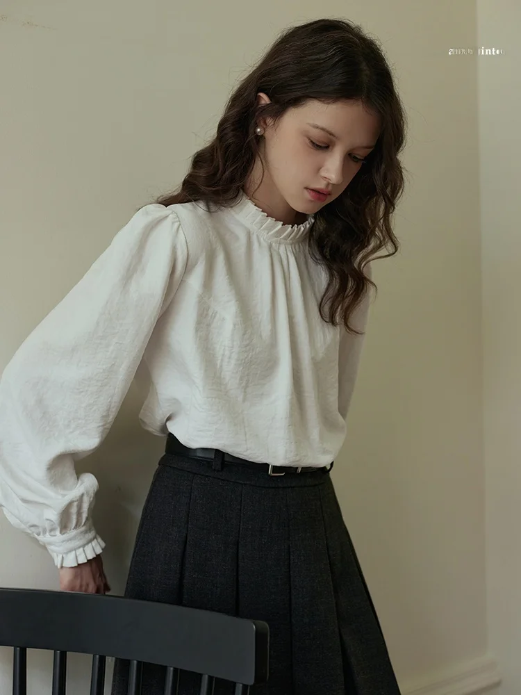 

Новая женская блузка с кружевной отделкой и длинными рукавами, свободного кроя, из полиэстера, в элегантном художественном стиле, весна