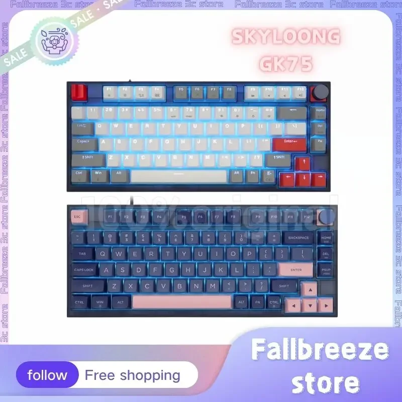 

Skyloong Gk75 75% Gaming Keyboards With Cnc Knob Wired Oem Keyboards Pbt Keycaps Lite Gasket Hot Swap Gamer Mechanical Keyboards