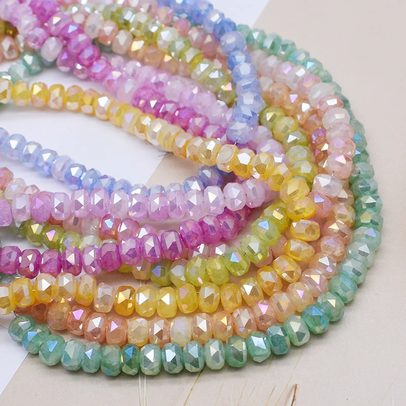 New Color 8mm 30pcs/bag Wheel Shape Glass Beads Faceted Wheel Glass Loose Beads For Jewelry Making DIY