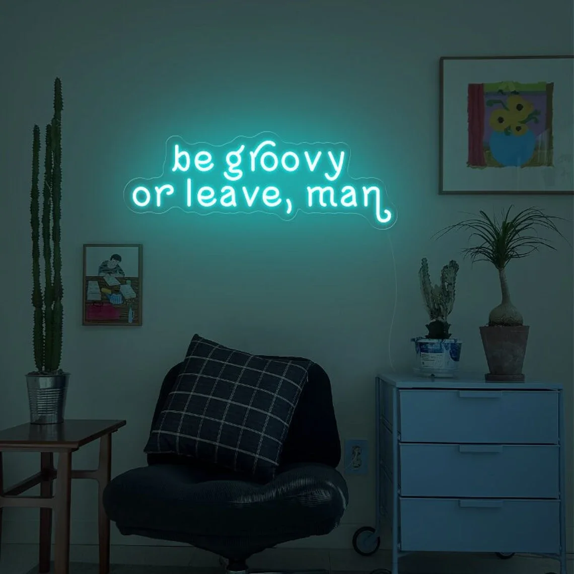 

Be Groovy or Leave Man Neon sign, Housewarming Gift, Retro wall art, ,70's wall art,70's decor, Hippie neon sign