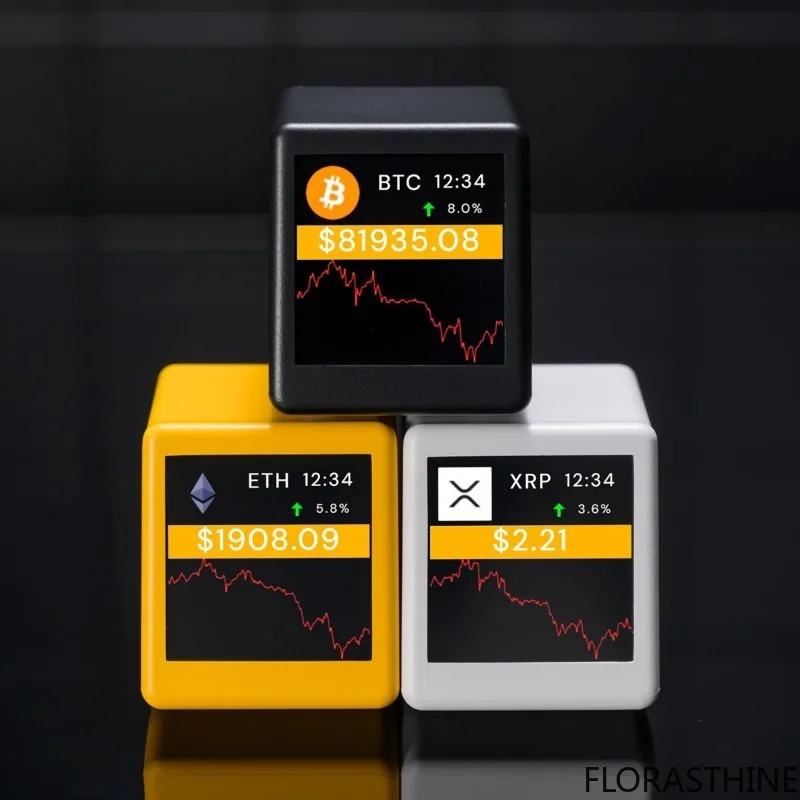 2025 New Creative Fashion Cryptocurrency Price Display Virtual Curve Currency Tracking Wifi Weather Clock Bitcoin