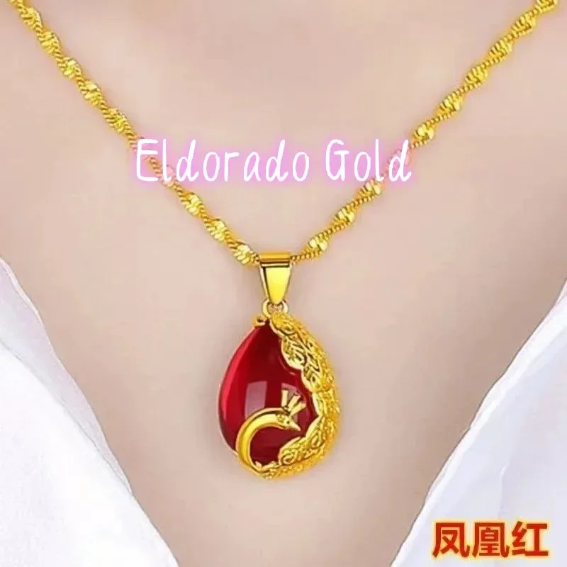

Eldorado Gold Eldorado 2025 2025High Quality AU750 18K Gold Heart-shaped Water Droplet Gemstone Pendant With Fashionable Tempe