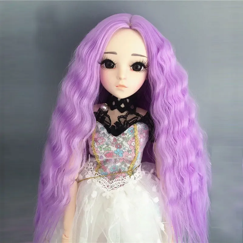 bjd 1/3 1/4 1/6 1/8 ke er bjd wigs high temperature fibe blue red long hair part instant noodle roll curl wig doll accessories