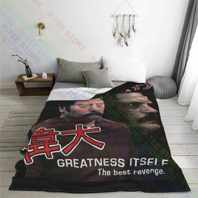 Parks And Recreation 2009 Ron Swanson Kanji Japanese Blanket Velvet Comfortable For Sofa Bedroom