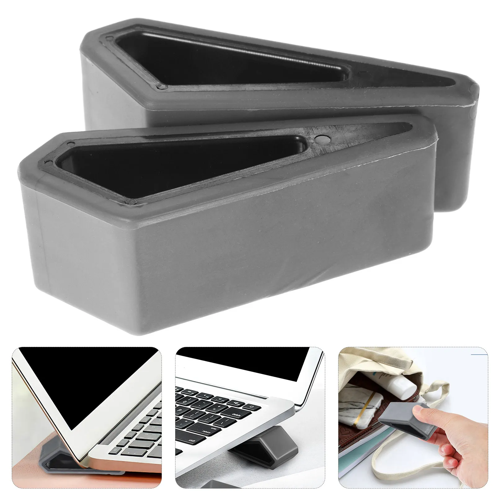 2Pcs Laptop Stand Riser Cooling Holder Vertical Desktop Support for Notebook Computer Elevated Angle Wrist Back Relief Scratch