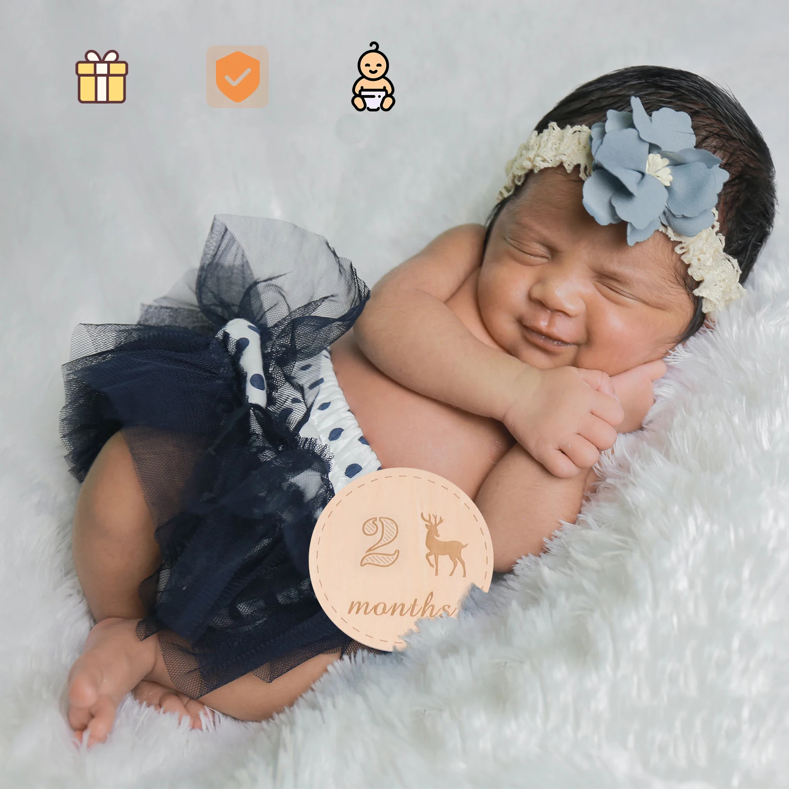 

12 Pcs/Set A Month Wooden Baby Card Newborn Gift Photo Props Milestone Monthly Cards