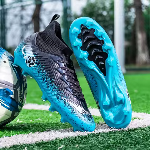 Men Women Football Boots High-top Non-Slip Soccer Sneakers Breathable Futsal Training Shoes Outdoor Grass Ankle Soccer Cleats
