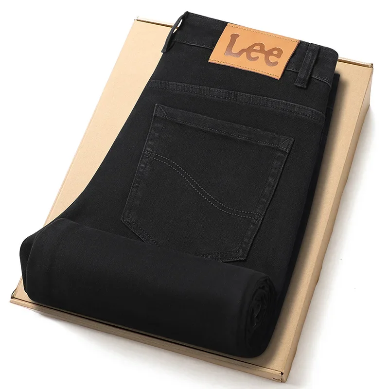 الراقية العلامة التجارية الرجال نحيل الجينز مرونة عارضة مستقيم الساق الدنيم السراويل مريحة تناسب الذكور الأزياء من البر الرئيسى للصين #1