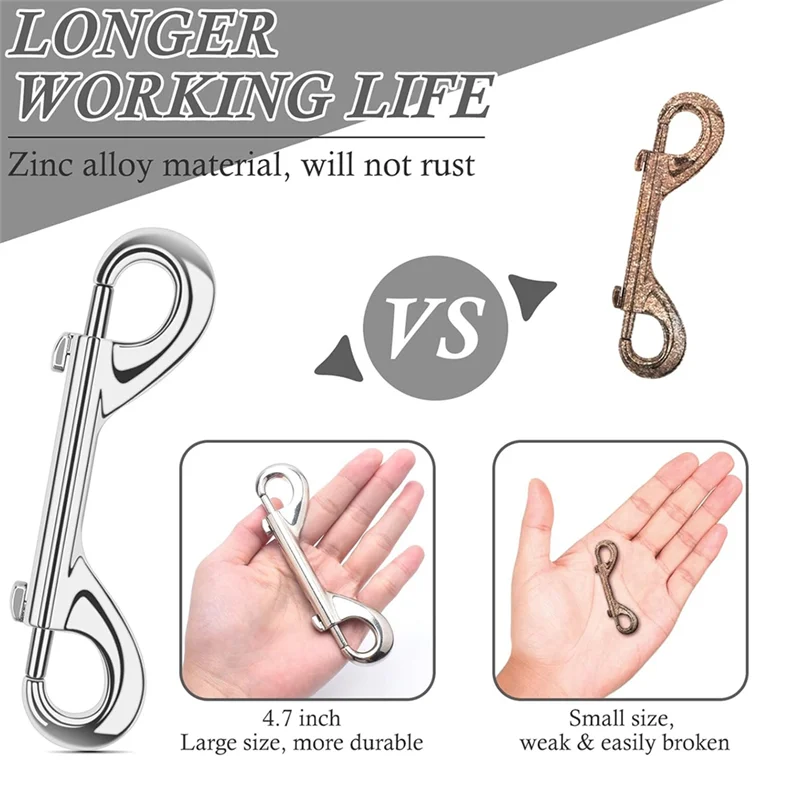 

Best Of 2025-4.7 Inch Double Ended Bolt Snaps Hooks 220Lbs Load Capacity Zinc Alloy Buckles For Cats Dogs Horses Heavy 10 Pack