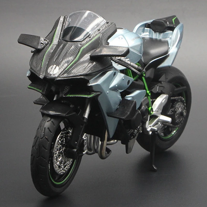 1:12 H2 R motocicleta modelo de liga fundida brinquedo preto Ninja H2R moto coleção destacável preto