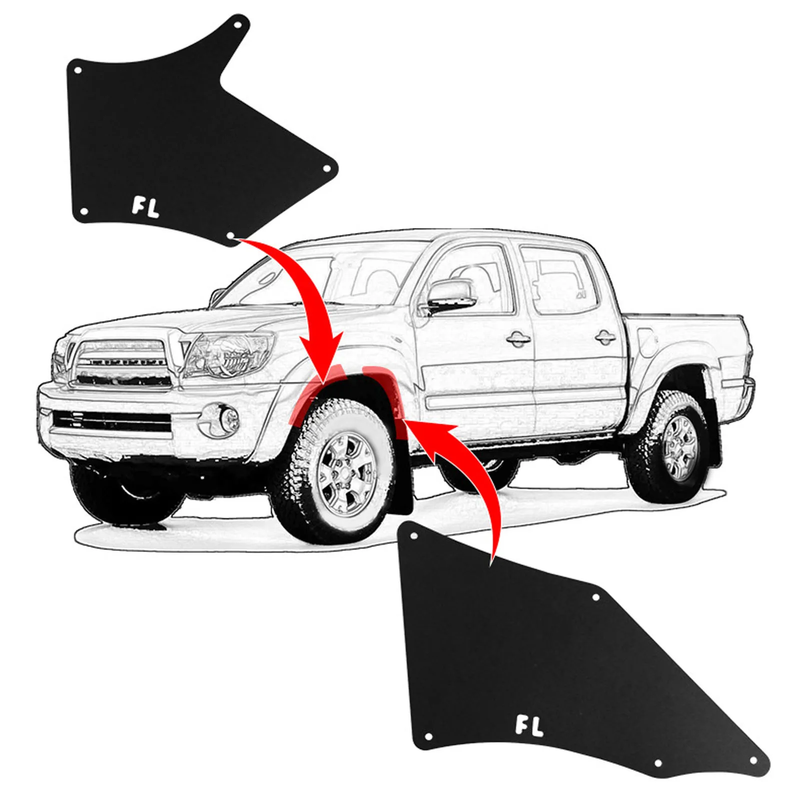 Front Inner Splash Guards Liner EVA Rubber Protective Shockproof Anti Aging Splash  Liner Guard for Tacoma 2005 To 2020
