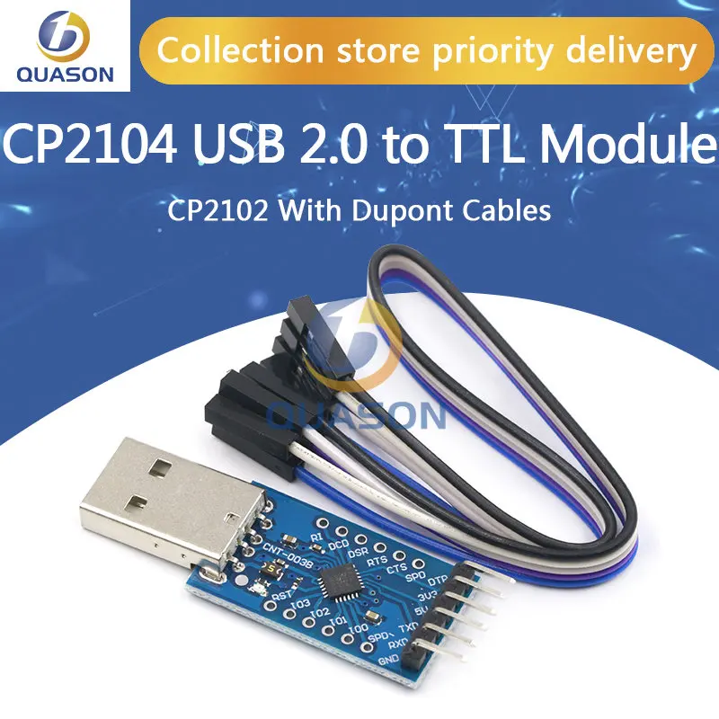 CP2104 USB 2.0 to TTL UART 6PIN Module Serial Converter STC PRGMR Replace CP2102 With Dupont Cables