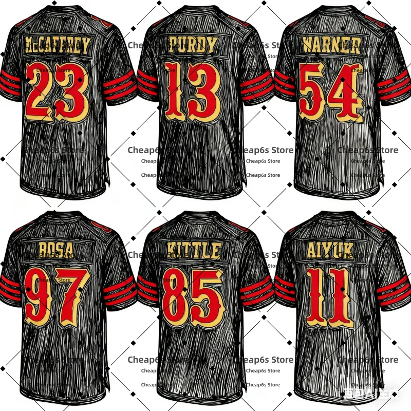 

San Francisco American Football Jersey New Black Warner George Kittle Brock Purdy Christian McCaffrey Jersey Football Uniform