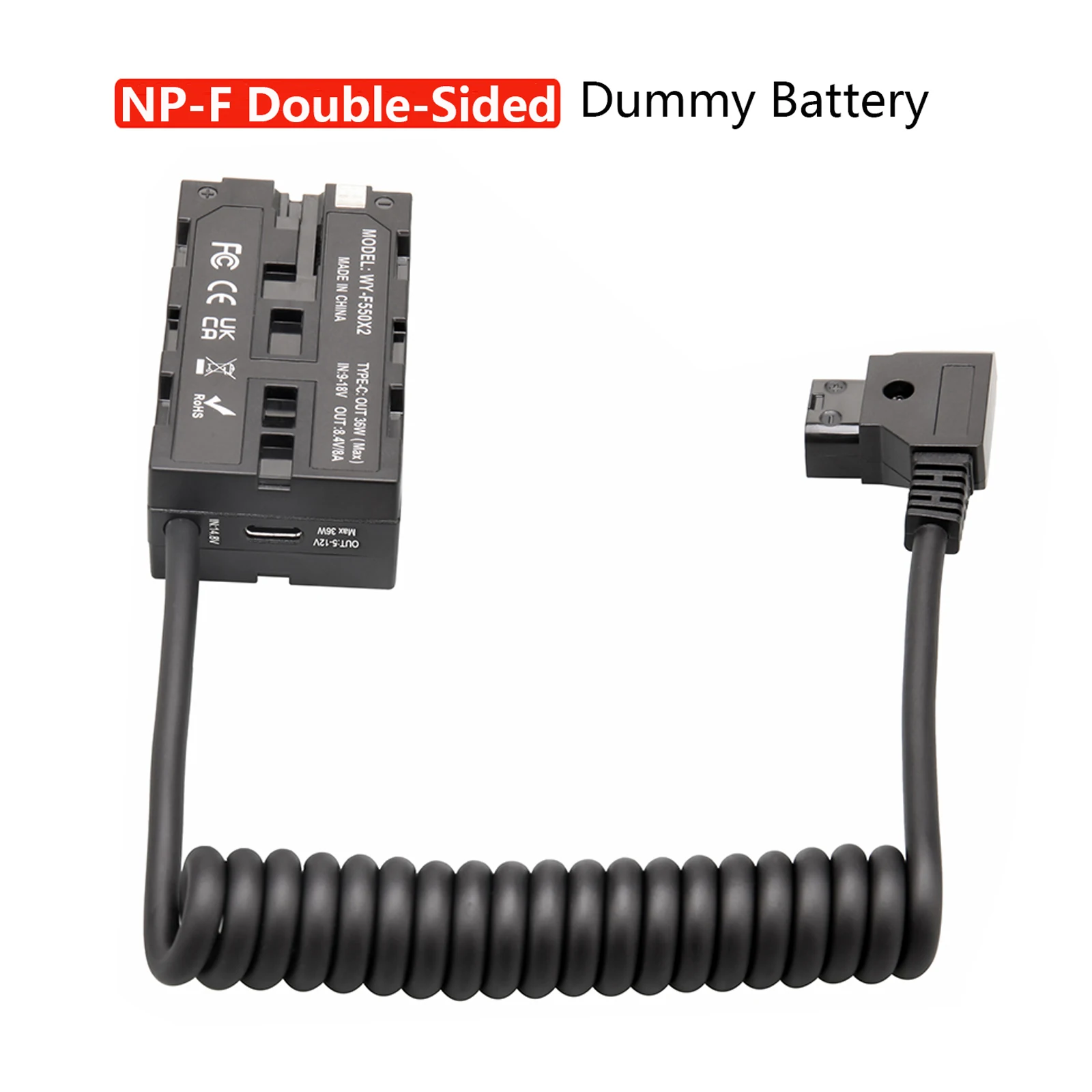 New Dual-Sided NP-F550 NP-F Dummy Battery to D-Tap Power Cable for Field Monitor LED Light Wireless Video Transmission