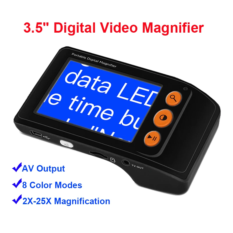 Portable Digital Magnifier With Foldable Handle 3.5 Inch LCD Screen 2-25X Zoom Electronic Reading Aids,TV Output,Freeze Snapshot