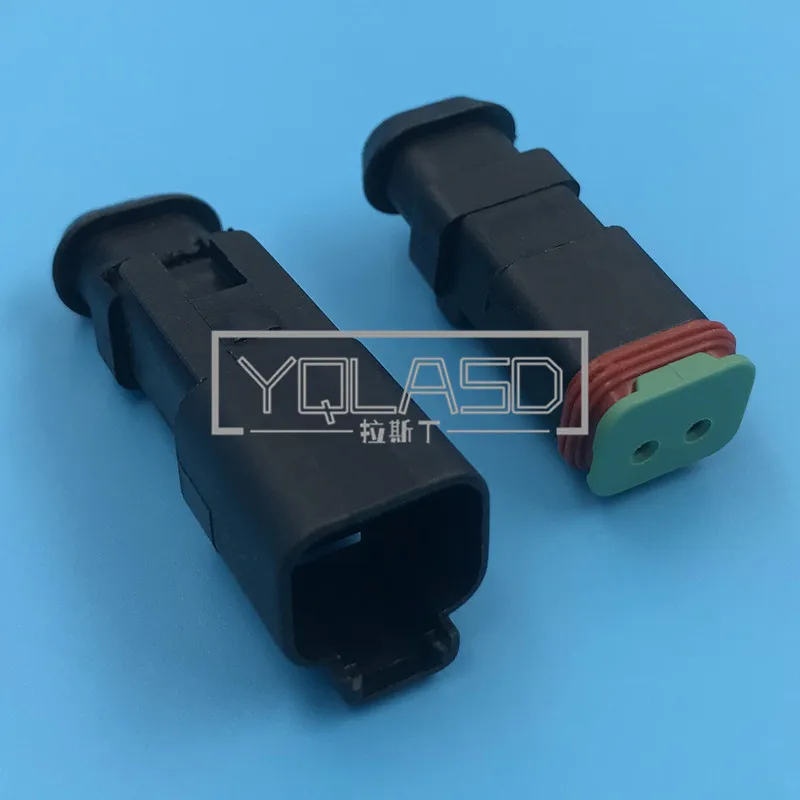 1 Set 2 Way 1.6 Series Fuel Spray Nozzle Cable Connector AC Assembly Male and Female Docking Plug DT04-2P-E008 DT04-2S-E008