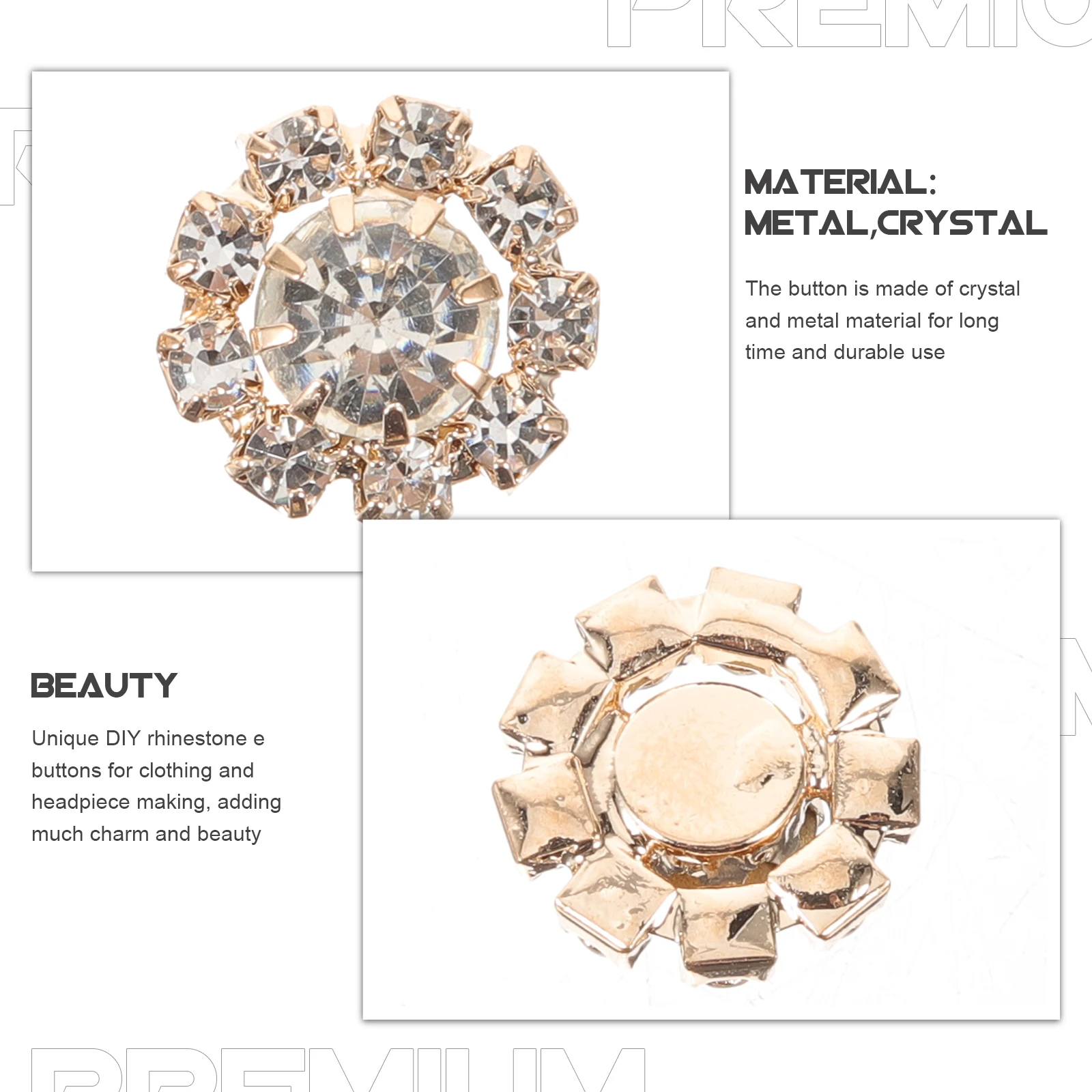 

50Pcs Shiny Rhinestone Button Crafting Decor Metal Accessories for Clothes Suit Sweater Charms Jewelry Making Charms