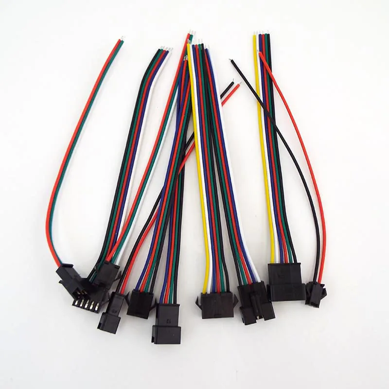 SM RGB LED Strip Connector 22AWG 2/3/4/5/6pin LED Cable Male Female Wire For 3528 5050 RGB RGBW LED Light Strips R1