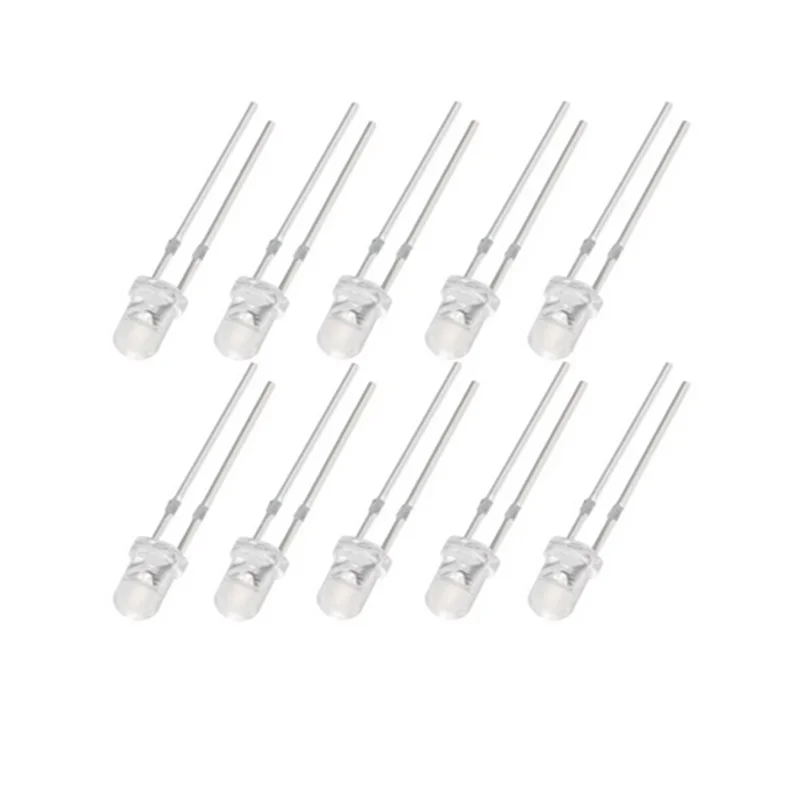 100PCS 3mm LED Diode 3V Multicolor Lamps White/Red/Yellow/Green/Blue Light Emitting Diodes Electronic Component image 2
