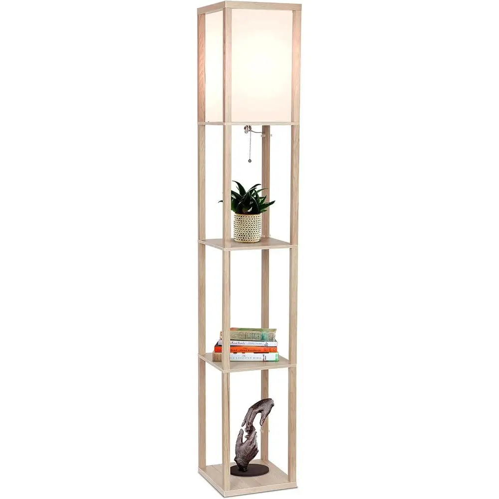 

Maxwell - Modern Shelf Floor Lamp with Lamp Shade and LED Bulb - Coner Display Floor Lamps with Shelves for Living Room, Bedroom