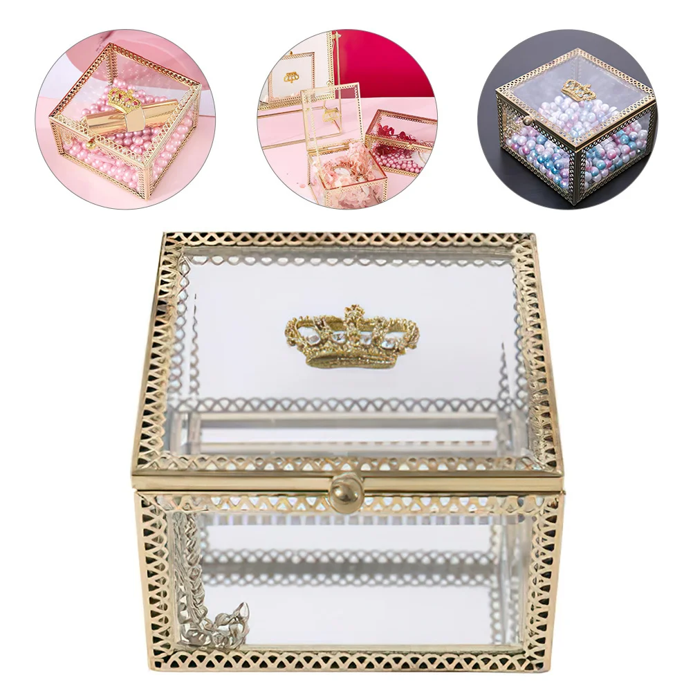 

Стеклянная шкатулка премиум-класса для драгоценностей, небольшой контейнер на память, изысканный декоративный дисплей для аксессуаров, колец, серег, подарков