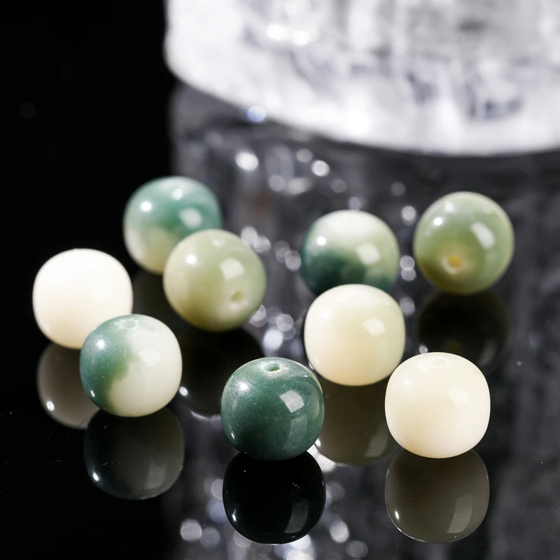 20 Pcs/lot 10*11mm Gradient Green Bodhi Barrel Shape Loose Spacer Beads For Jewelry Making Diy Necklace Bracelet Accessory