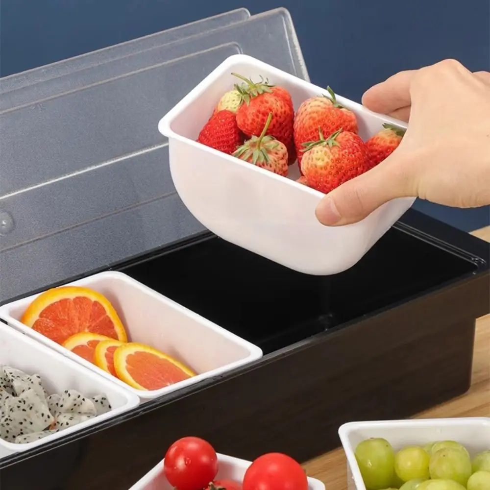 

3/4/5/6 Grids Compartmental Seasoning Box with Lid Detachable Compartment Trays Plastic Dust-proof Seasoning Tank Party