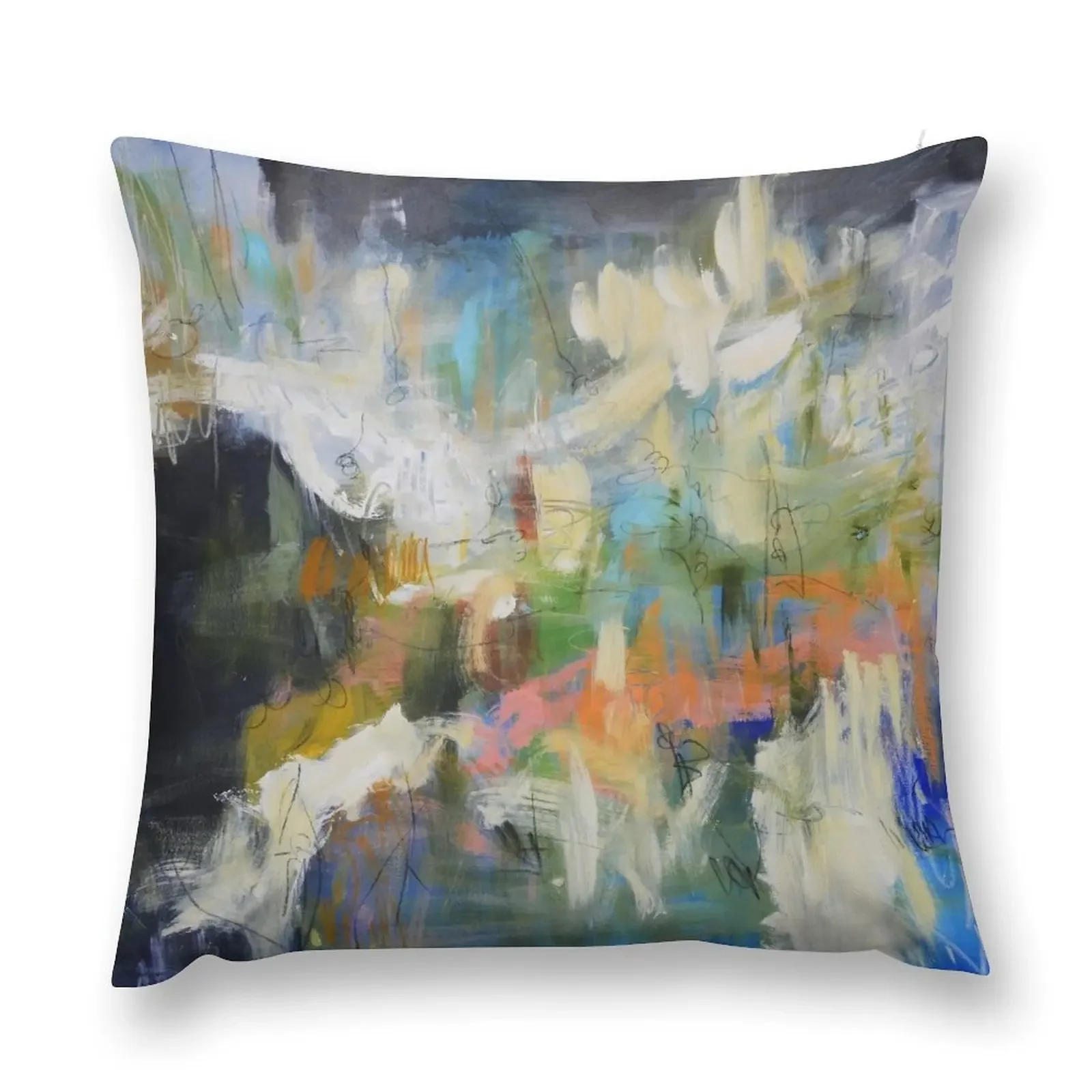 Large blue abstract expressionist art print Throw Pillow Decorative Cushion home decor items Pillow Cases Decorative pillow