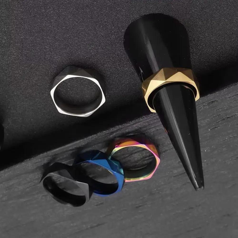 

New Fashion Rhomb Titanium Steel Ring, Men's Simple Hip Hop Stainless Steel Ring, Men's And Women's Rings Jewelry Gift