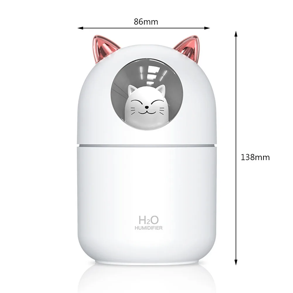 

Ультратихий увлажнитель-очиститель воздуха 300 мл с ночником и функцией распыления, 2 режима распыления для путешествий и офиса