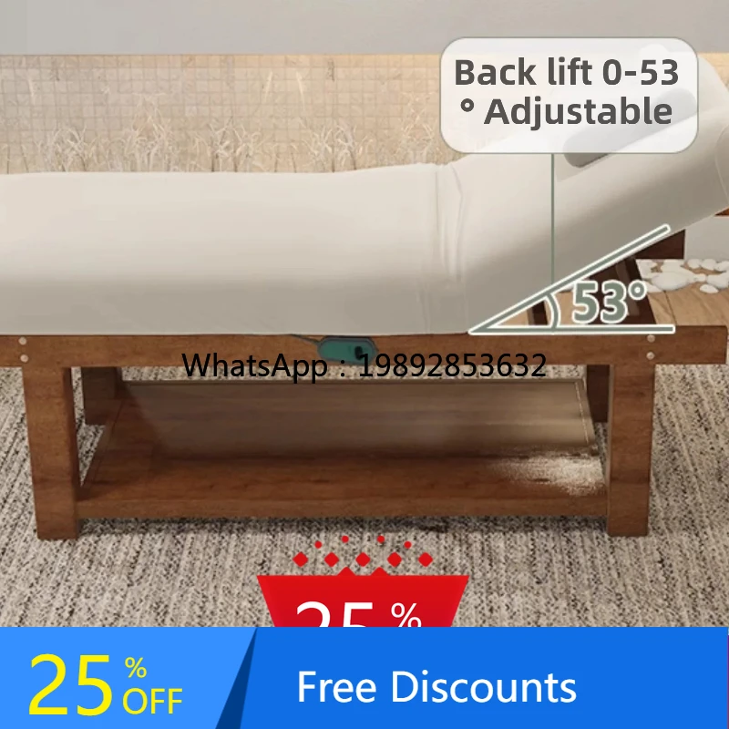

AA Electric lifting solid wood beauty bed beauty salon special latex massage bed whole body physiotherapy bed ear picking