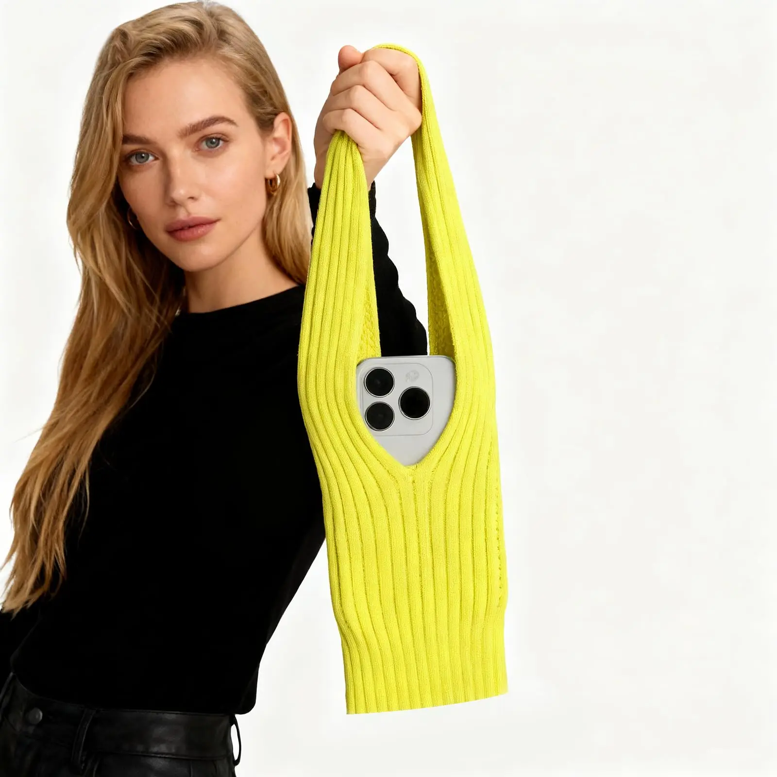 

Textile Pocket for iPhone, Ribbed Mesh Structure Telephone Pouch - Protect Enclose & Versatile, Suitable for Handholding